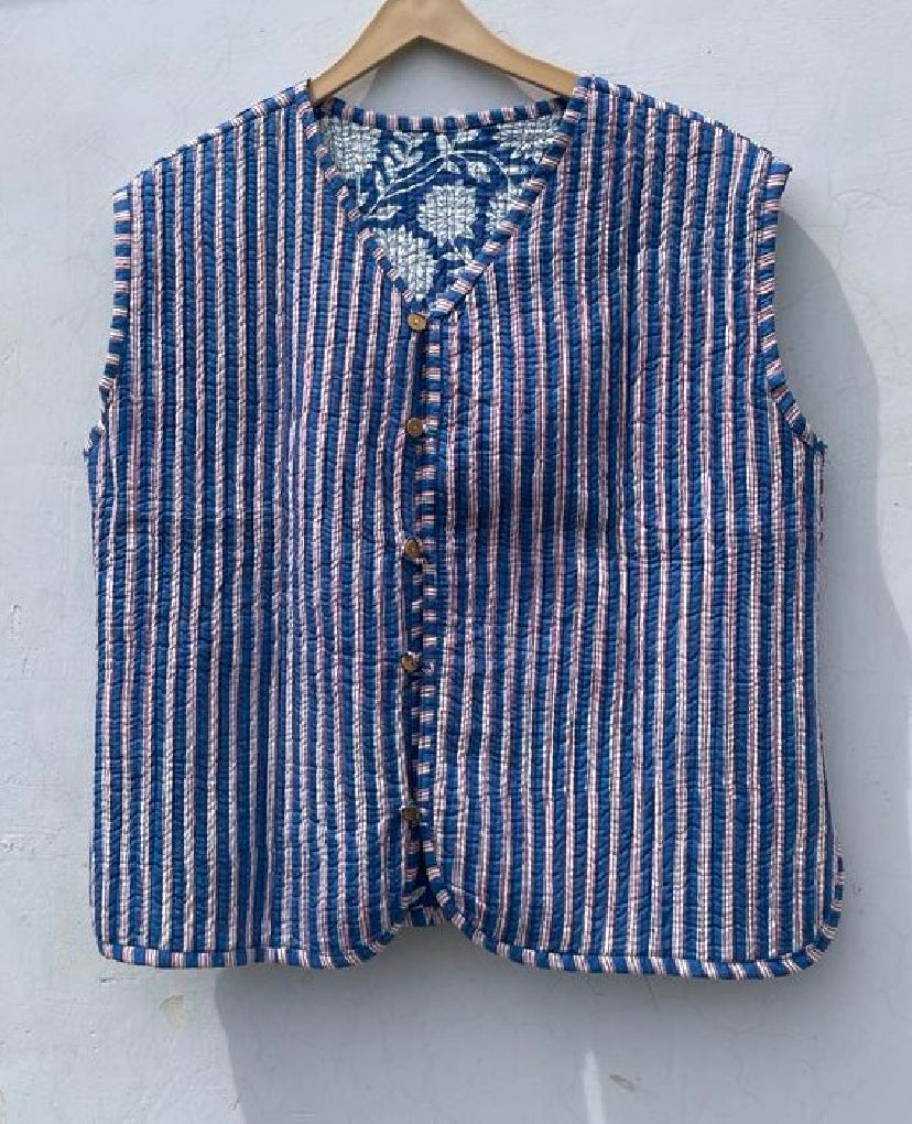 Handmade Cotton Jacket Bohemian Quilted Coat Reversible Winter Coat