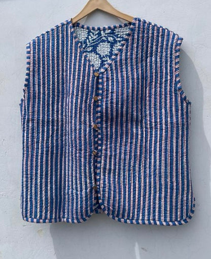 Handmade Cotton Jacket Bohemian Quilted Coat Reversible Winter Coat