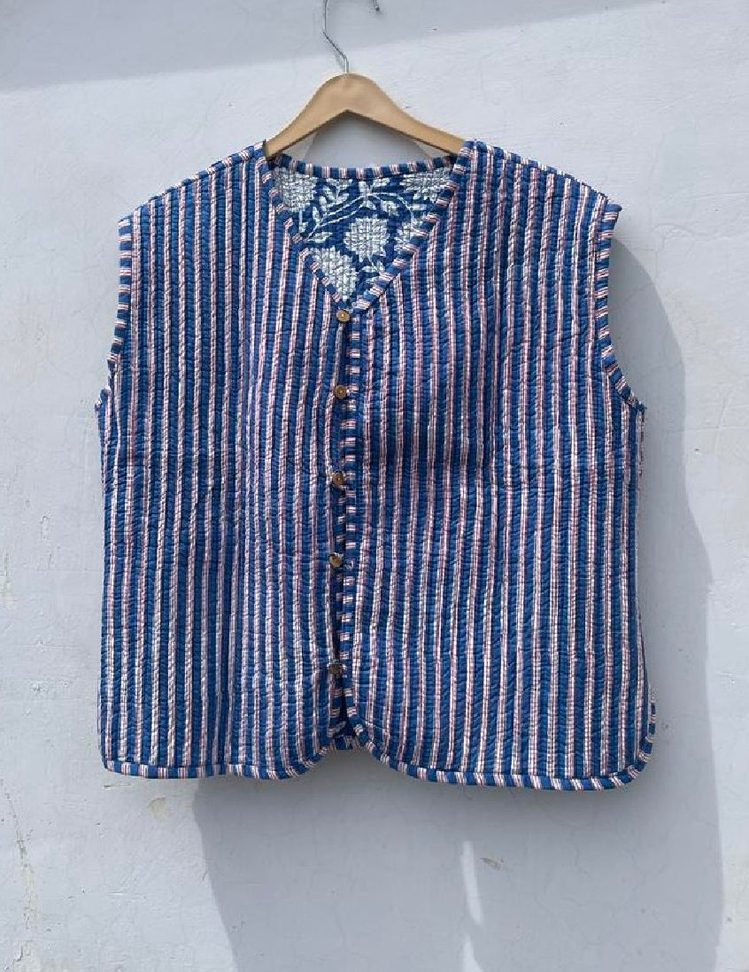 Handmade Cotton Jacket Bohemian Quilted Coat Reversible Winter Coat