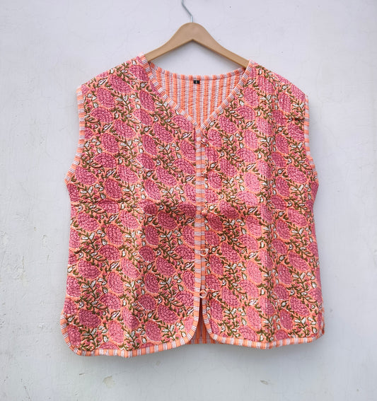 Handmade Cotton Bohemian Quilted Coat Reversible Winter Jacket