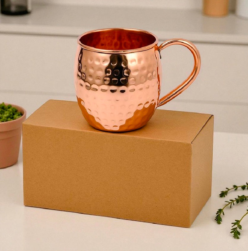 Copper Mugs, 100% Pure Copper Handle mug, Handcrafted mug Best Travel mug, Bar Gift, Housewarming Gift Set Pack Of 1 Pc