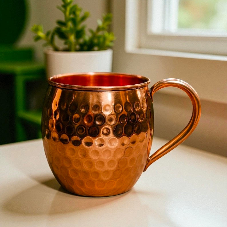 Copper Mugs, 100% Pure Copper Handle mug, Best Travel mug, Bar Gift, Housewarming Gift Set Pack Of 1 Pc