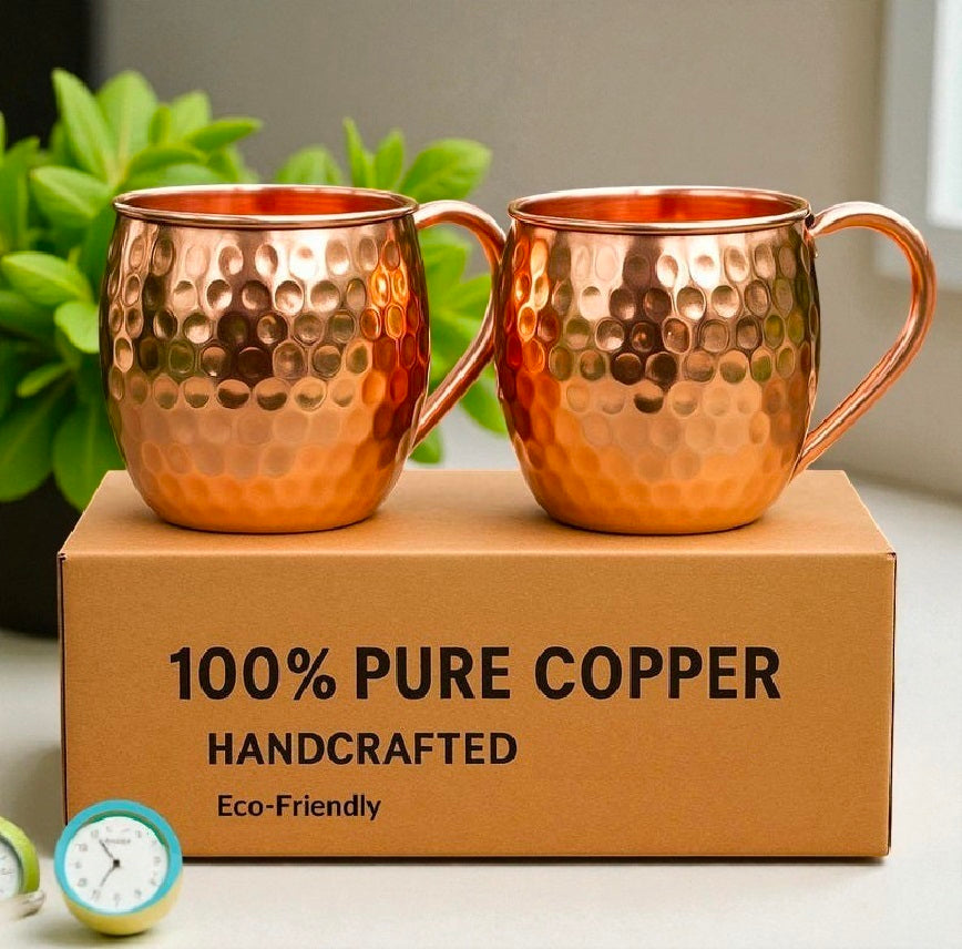 Copper Mugs, 100% Pure Copper Handle mug, Handcrafted mug Best Travel mug, Bar Gift, Housewarming Gift Set Pack Of 1 Pc