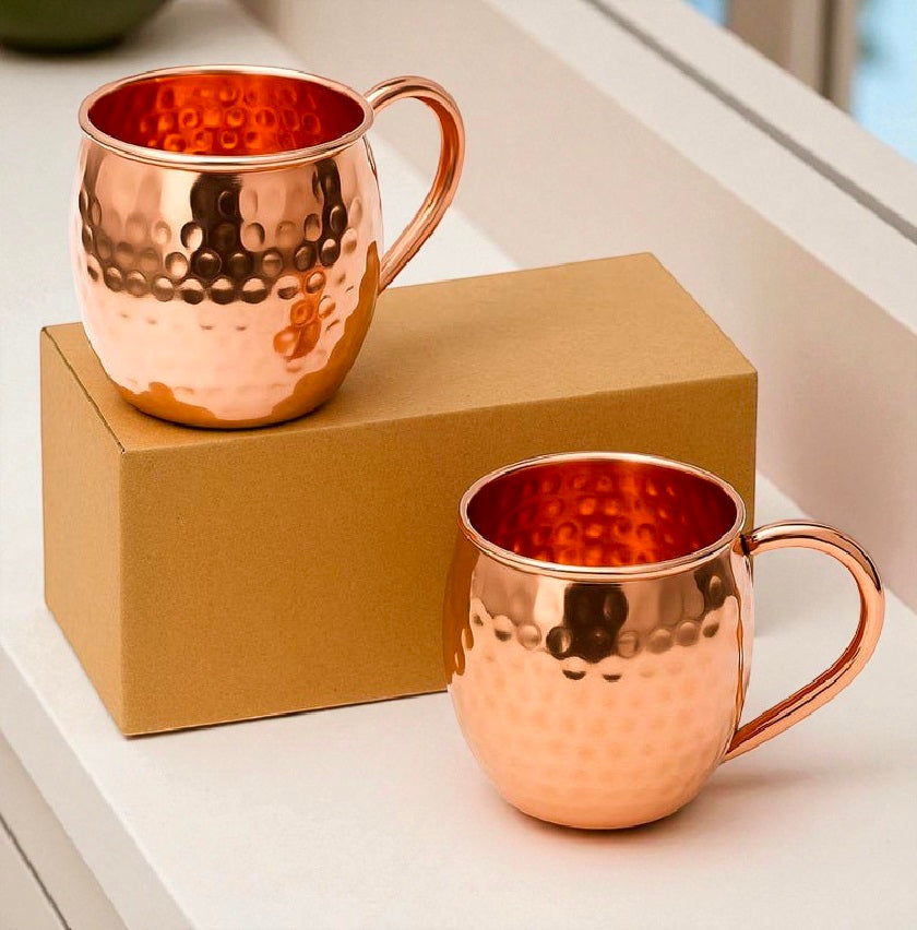 Copper Mugs, 100% Pure Copper Handle mug, Best Travel mug, Bar Gift, Housewarming Gift Set Pack Of 1 Pc