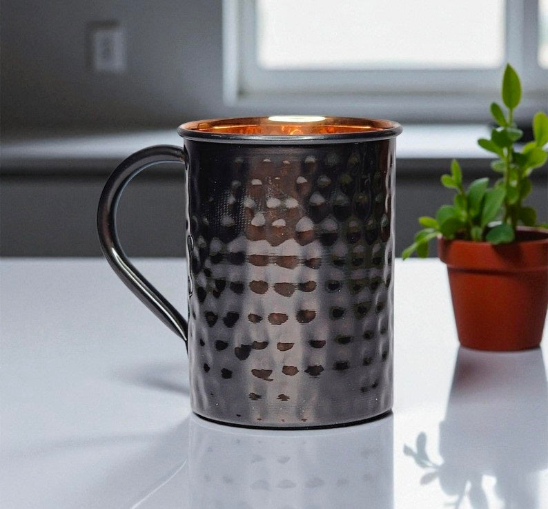Hammered Pure Copper Mug | 100% Solid Copper Cup | Wellness Gift for Men & Women Pack Of 1 Pc