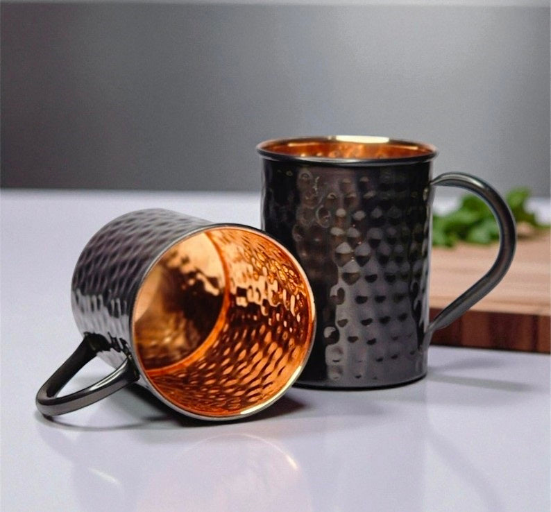 Hammered Pure Copper Mug | 100% Solid Copper Cup | Wellness Gift for Men & Women Pack Of 1 Pc