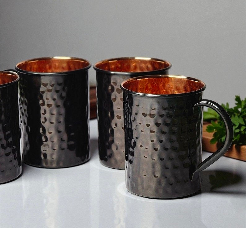 Hammered Pure Copper Mug | 100% Solid Copper Cup | Wellness Gift for Men & Women Pack Of 1 Pc