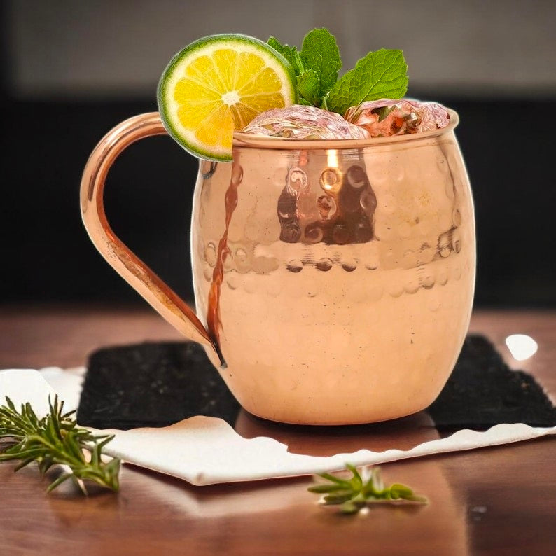 Pure Copper Water Mug | Ayurvedic Copper Cup for Drinking Water | Handmade Hammered Copper Tumbler Gift Pack Of 1 Pc