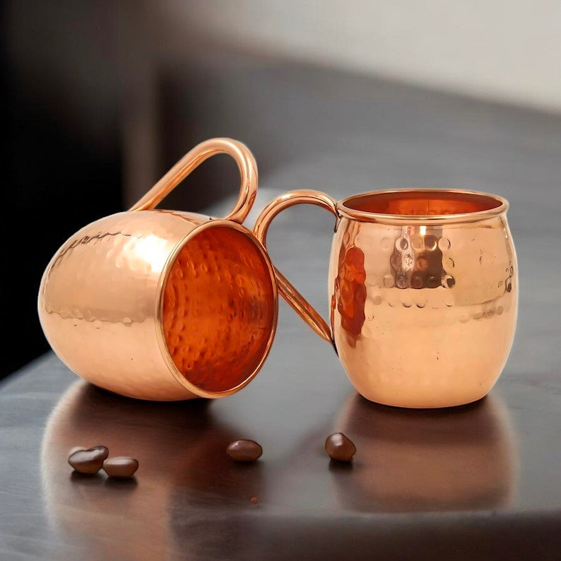Pure Copper Water Mug | Ayurvedic Copper Cup for Drinking Water | Handmade Hammered Copper Tumbler Gift Pack Of 1 Pc
