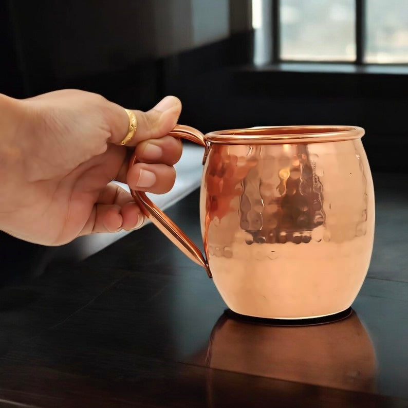 Pure Copper Water Mug | Ayurvedic Copper Cup for Drinking Water | Handmade Hammered Copper Tumbler Gift Pack Of 1 Pc