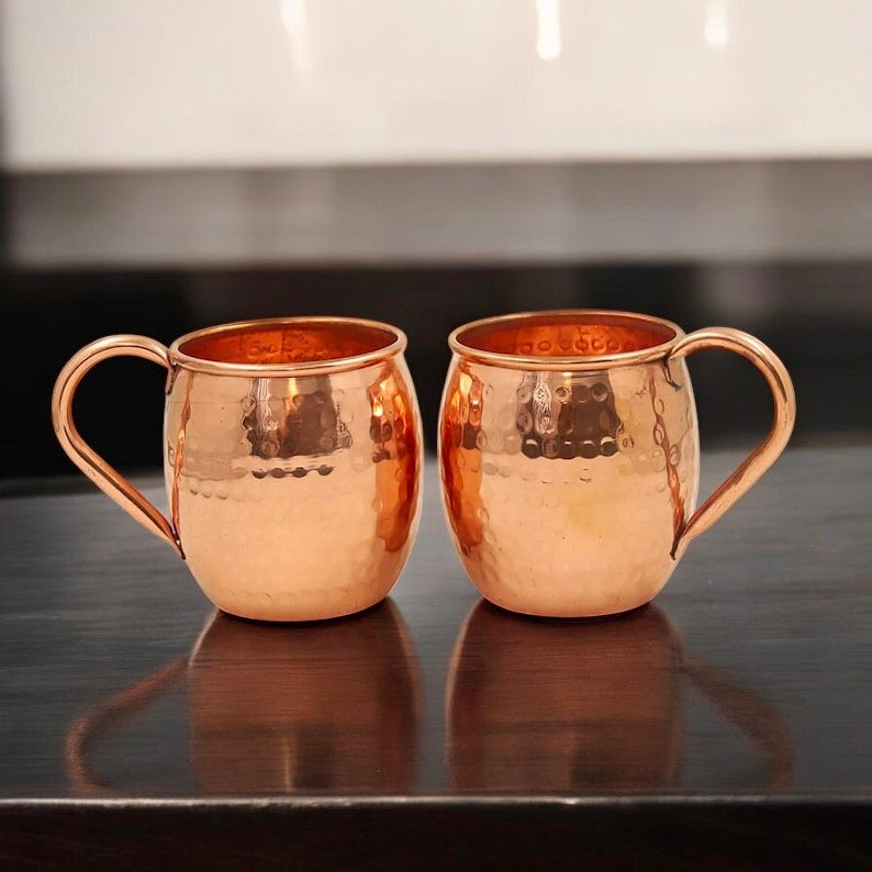 Pure Copper Water Mug | Ayurvedic Copper Cup for Drinking Water | Handmade Hammered Copper Tumbler Gift Pack Of 1 Pc