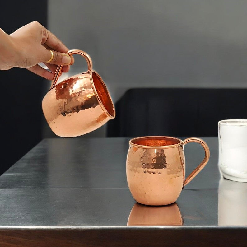 Pure Copper Water Mug | Ayurvedic Copper Cup for Drinking Water | Handmade Hammered Copper Tumbler Gift Pack Of 1 Pc