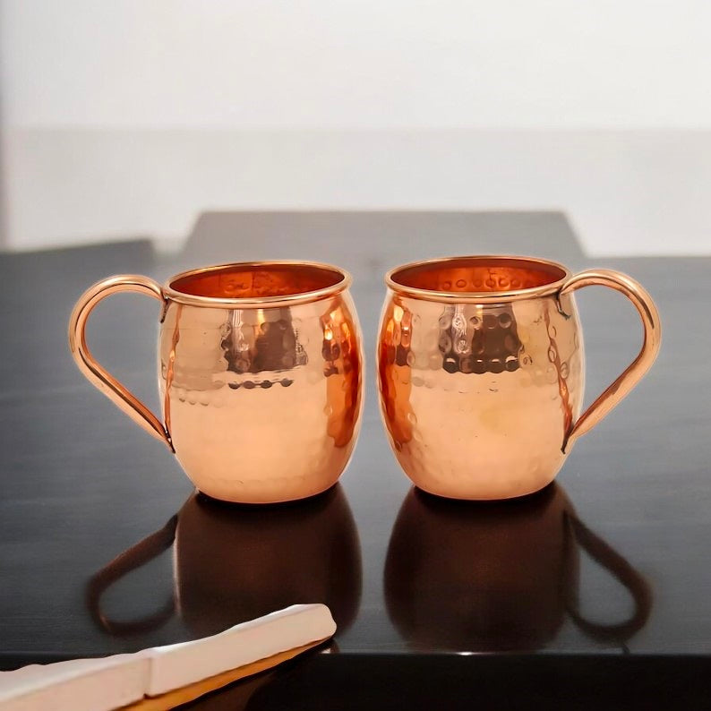 Pure Copper Water Mug | Ayurvedic Copper Cup for Drinking Water | Handmade Hammered Copper Tumbler Gift Pack Of 1 Pc