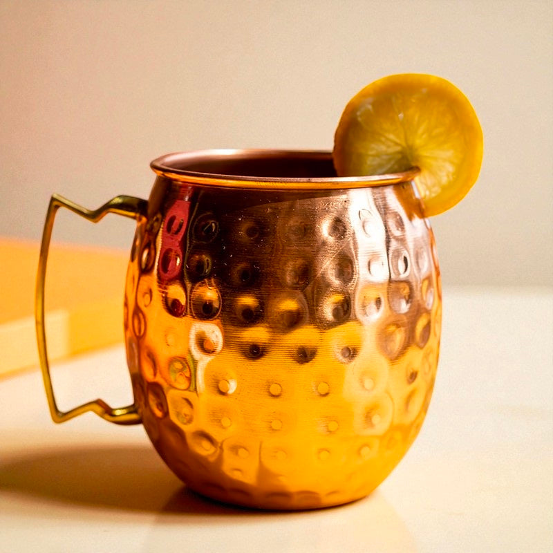 Hammered Copper Mug | 100% Pure Copper Water Cup | Ayurvedic Health Drinkware Gift for Him & Her Pack Of 1 Pc