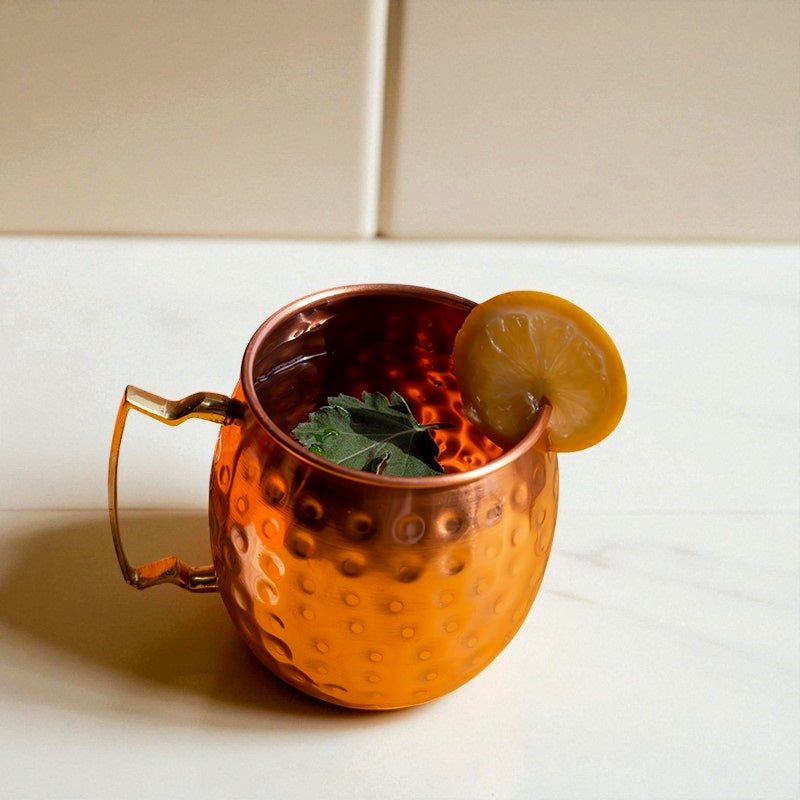 Hammered Copper Mug | 100% Pure Copper Water Cup | Ayurvedic Health Drinkware Gift for Him & Her Pack Of 1 Pc