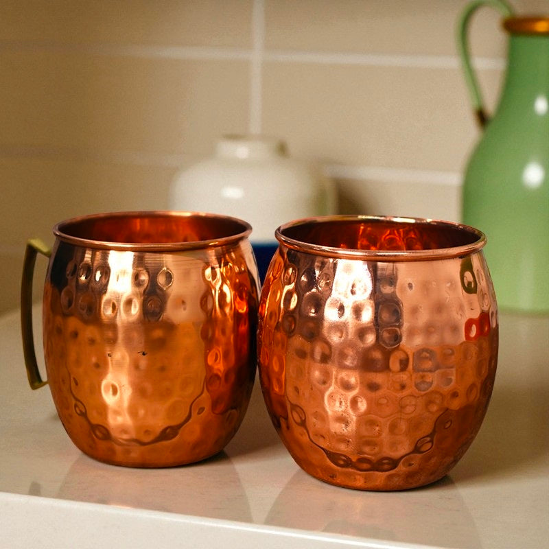 Hammered Copper Mug | 100% Pure Copper Water Cup | Ayurvedic Health Drinkware Gift for Him & Her Pack Of 1 Pc