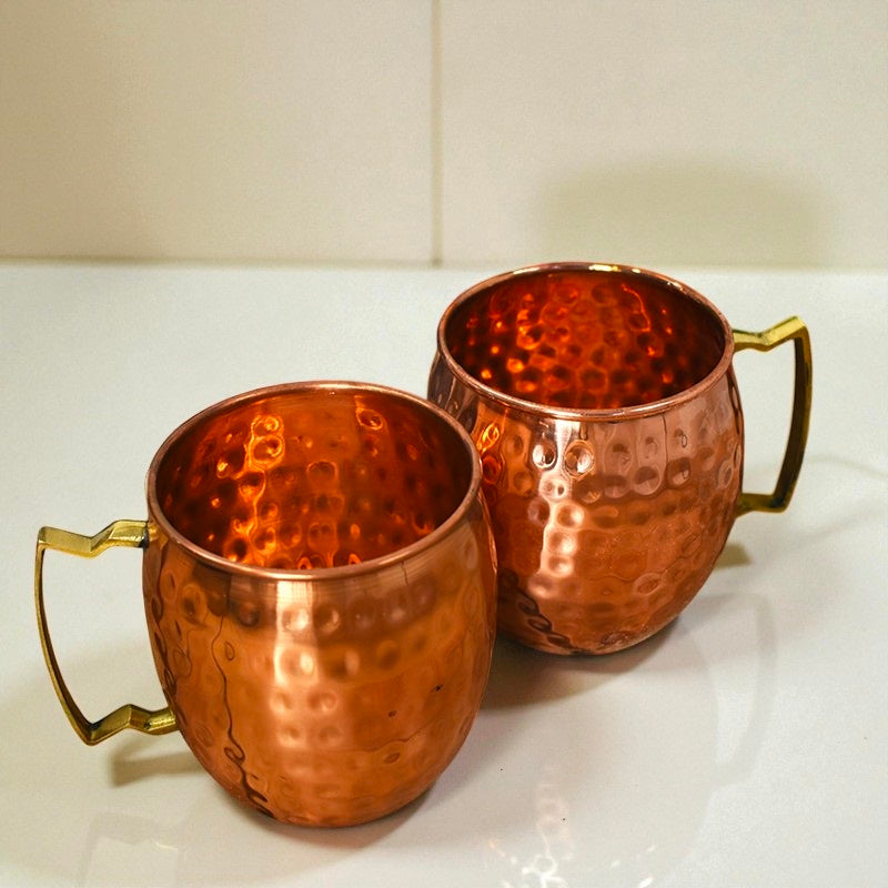 Hammered Copper Mug | 100% Pure Copper Water Cup | Ayurvedic Health Drinkware Gift for Him & Her Pack Of 1 Pc