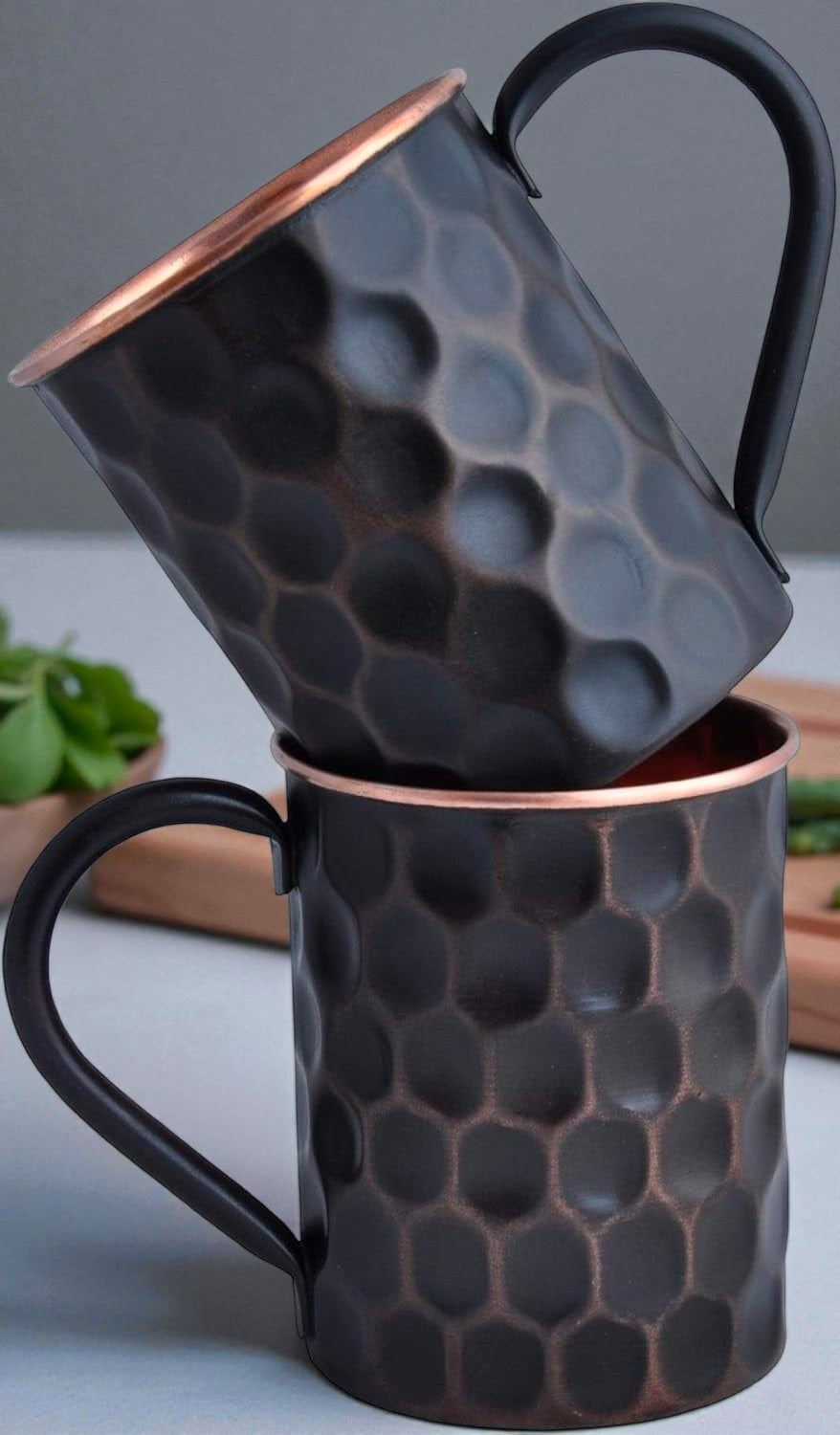 Copper Water Mug | Handcrafted Hammered Finish | Pure Copper Ayurvedic Drinkware Gift Set Pack Of 1 Pc