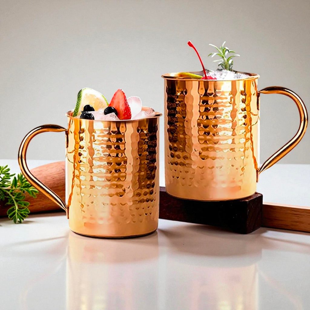 Solid Copper Water Mug 16oz | Eco Friendly Drinking Cup | Handcrafted Ayurvedic Copper Tumbler Pack Of 1 Pc