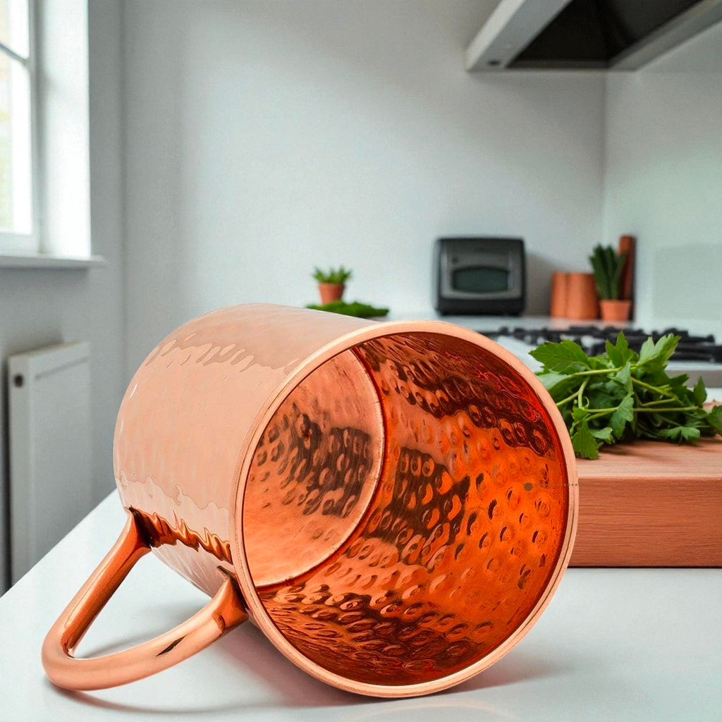 Solid Copper Water Mug 16oz | Eco Friendly Drinking Cup | Handcrafted Ayurvedic Copper Tumbler Pack Of 1 Pc