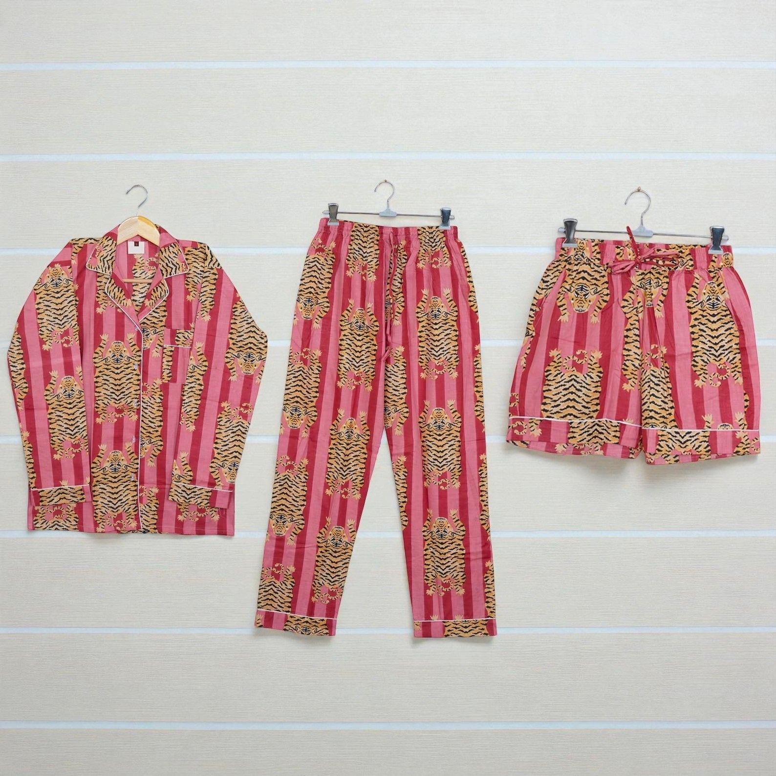 Hand Printed Cotton Pajama Set for Women | Soft Sleepwear Set