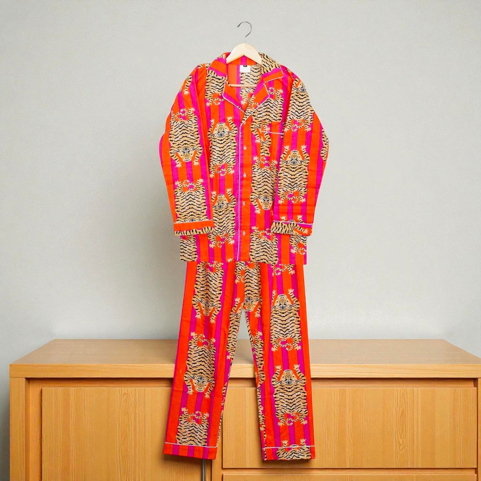 Hand Printed Cotton Pajama Set for Women | Soft Sleepwear | Loungewear Gift 4 Pcs Set