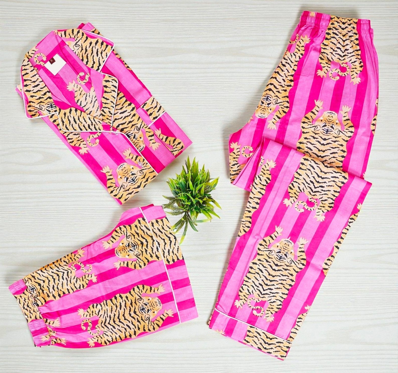 100% Cotton Hand Printed Pajama Set | Comfortable Nightwear for Women 4 Pcs Set