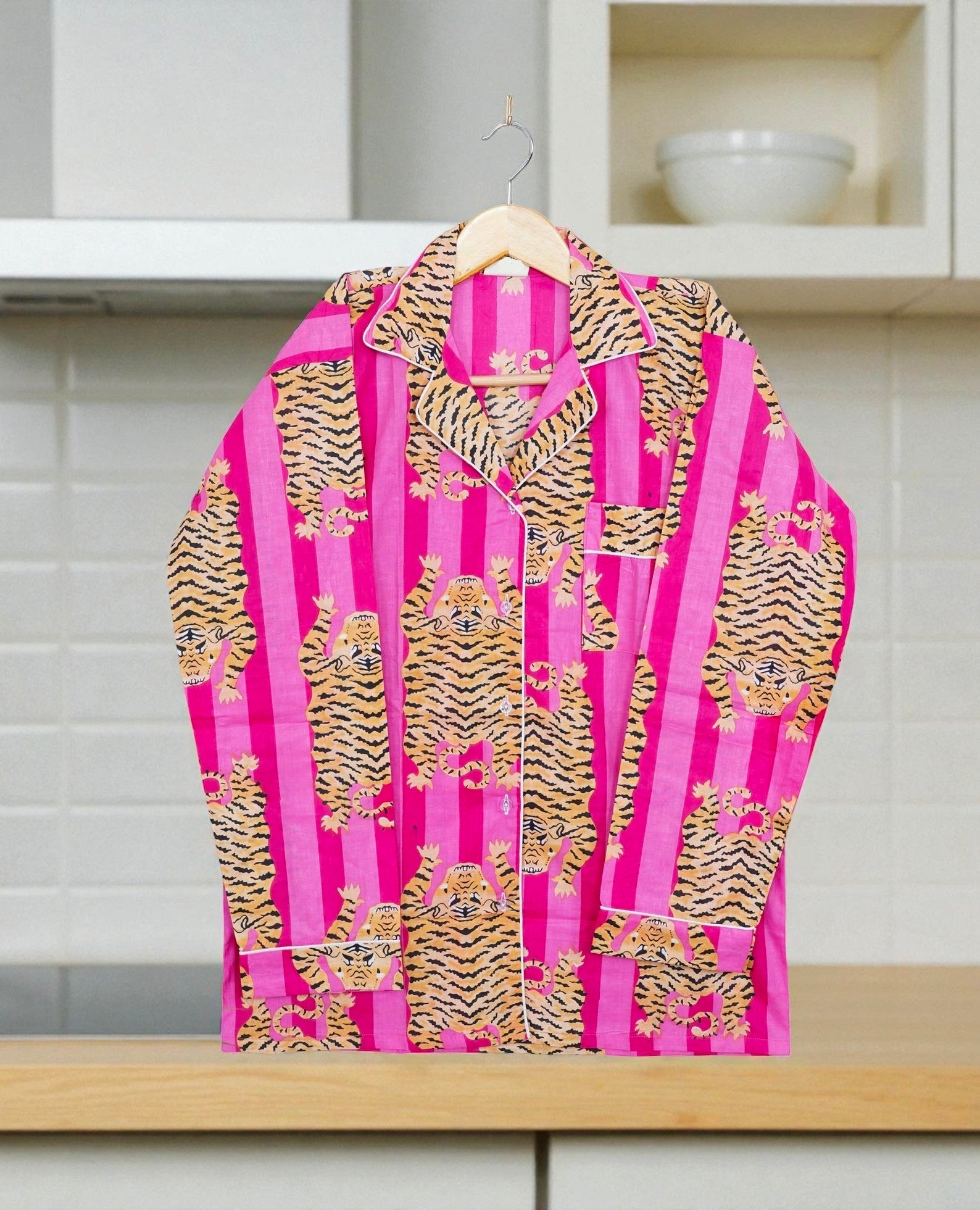 100% Cotton Hand Printed Pajama Set | Comfortable Nightwear for Women 4 Pcs Set