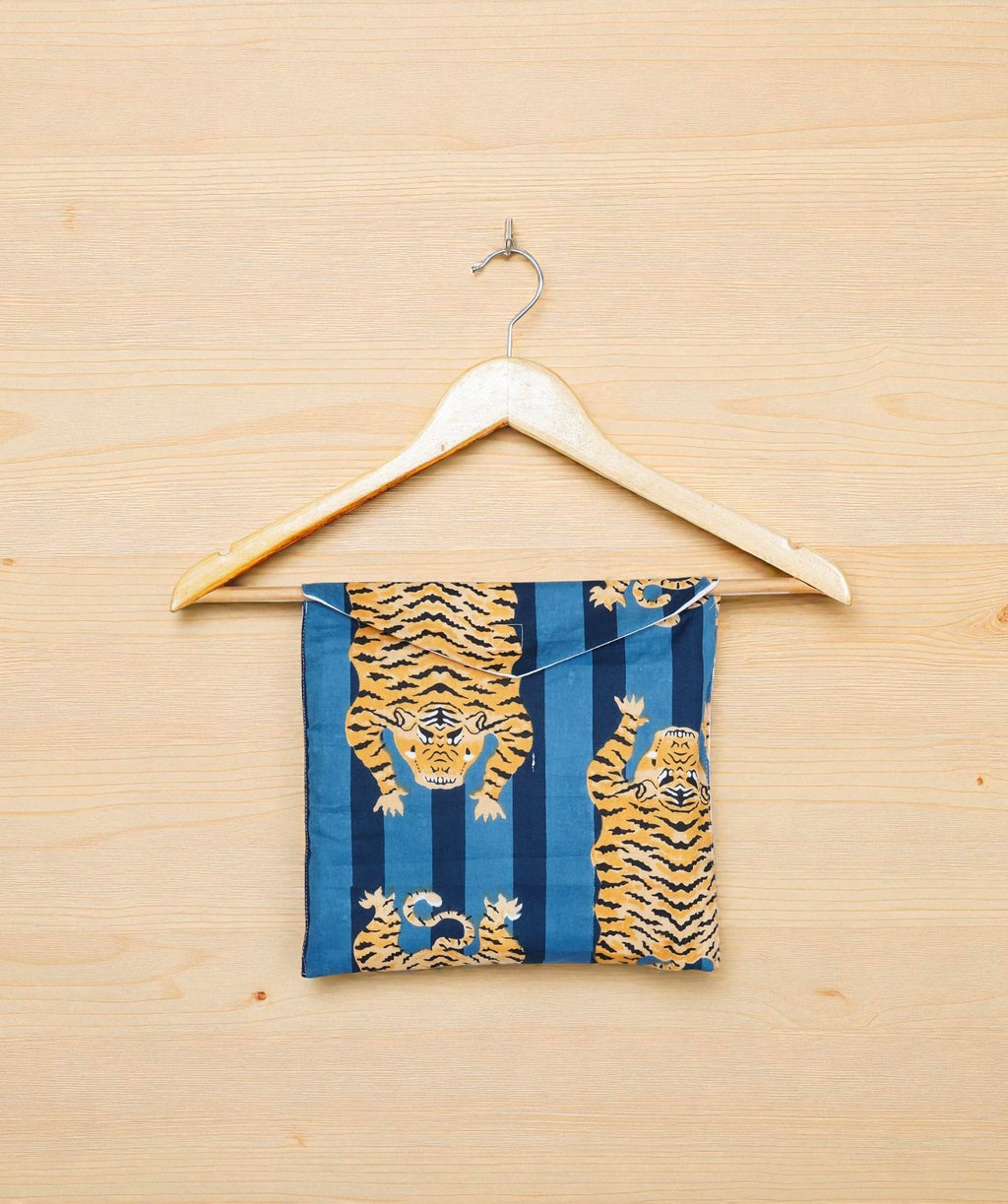 Tiger Hand Printed Cotton Pajama Set | Lightweight Sleepwear | Bohemian Style 4 Pcs Set