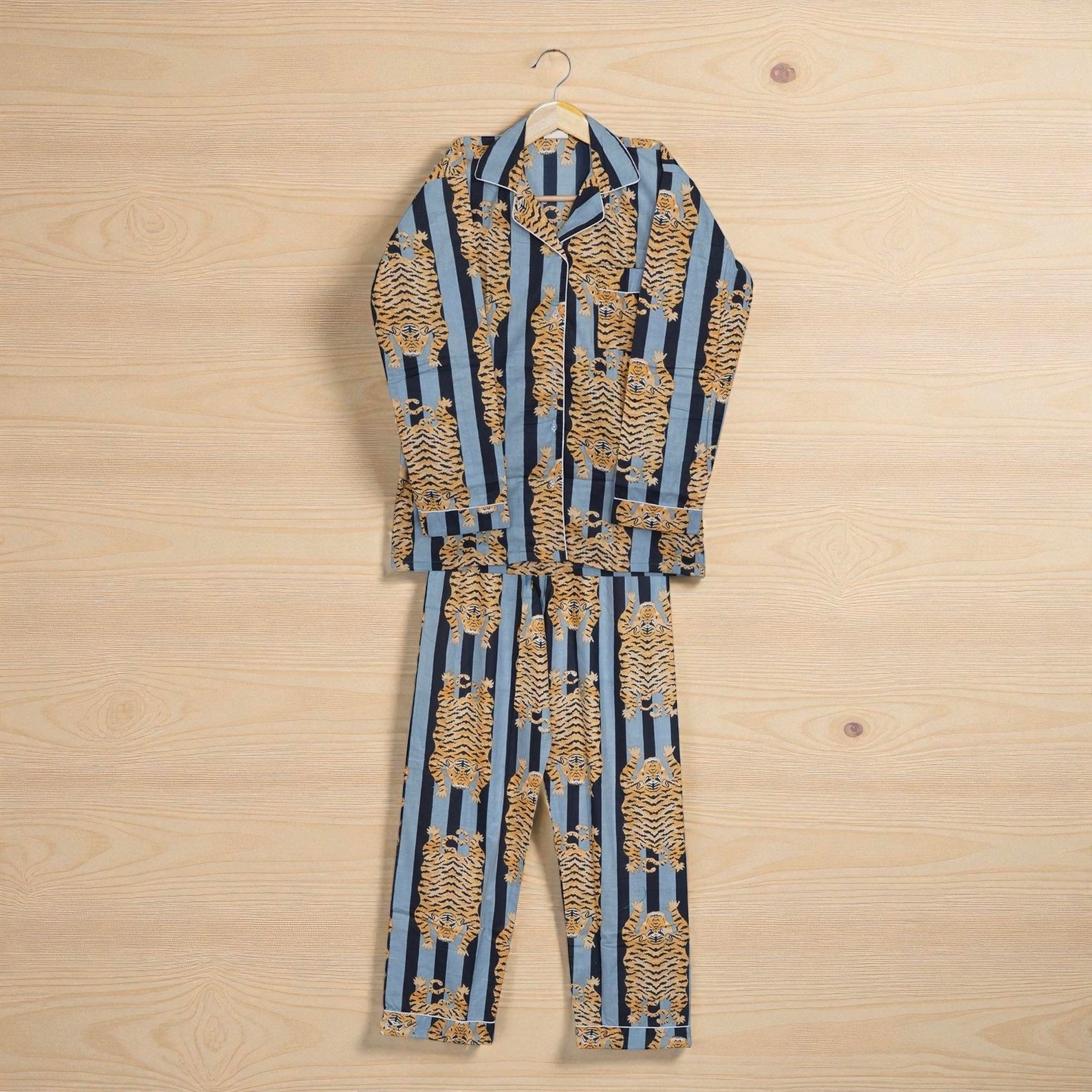 Handmade Cotton Pajama Set for Women | Block Print Loungewear | Cozy Sleep 4 Pcs Set