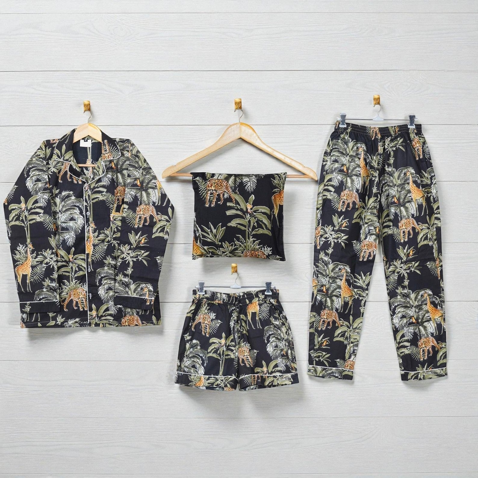 Hand Block Print Cotton Pajama Set | Women Lounge Wear | Eco Friendly Sleepwear 4 Pcs Set