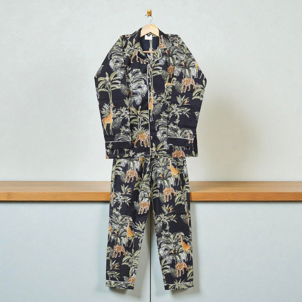 Hand Block Print Cotton Pajama Set | Women Lounge Wear | Eco Friendly Sleepwear 4 Pcs Set