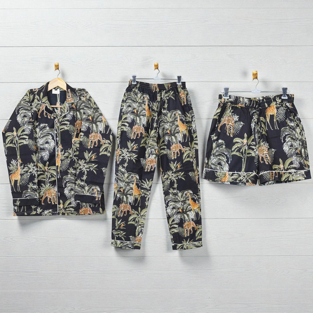 Hand Block Print Cotton Pajama Set | Women Lounge Wear | Eco Friendly Sleepwear 4 Pcs Set