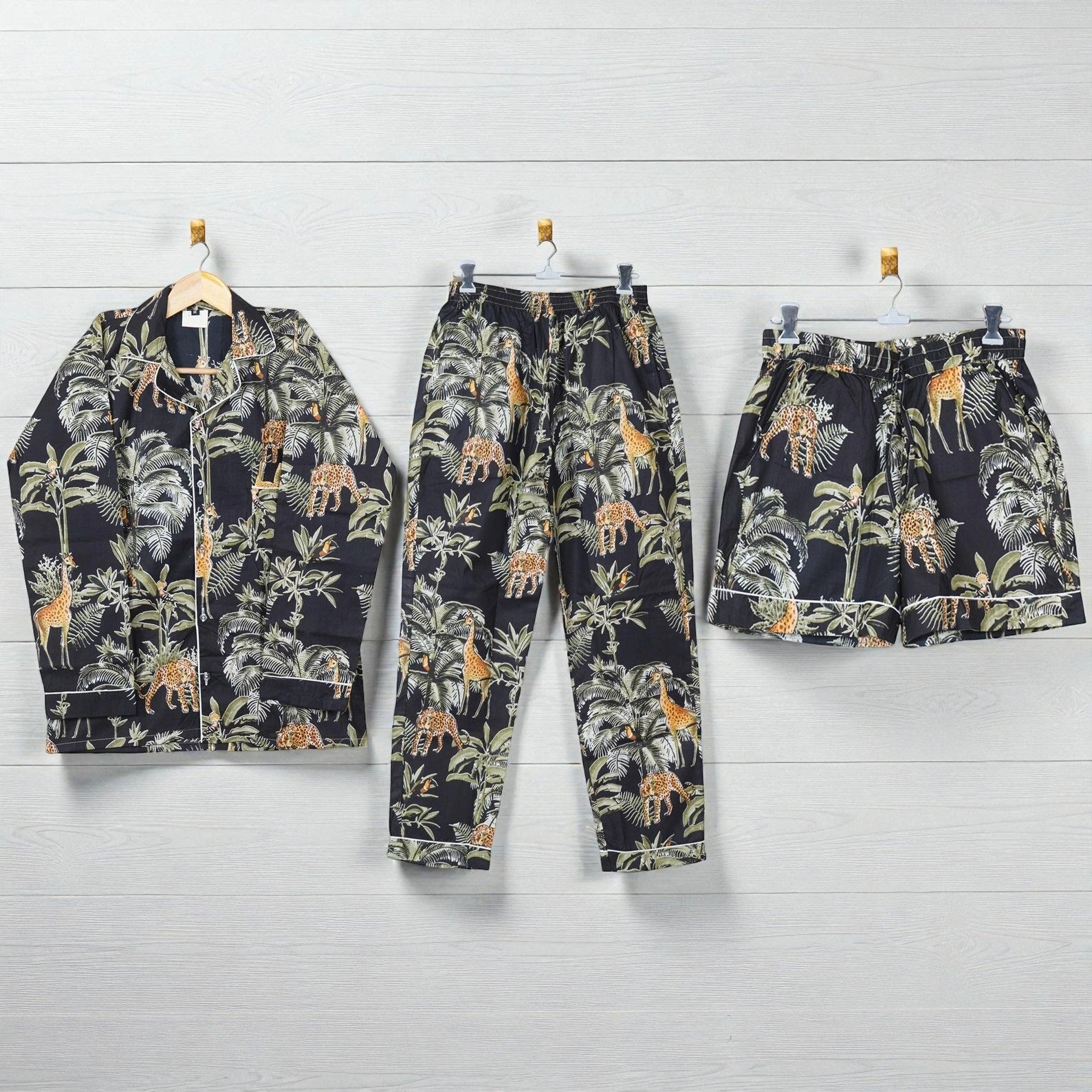 Hand Block Print Cotton Pajama Set | Women Lounge Wear | Eco Friendly Sleepwear 4 Pcs Set