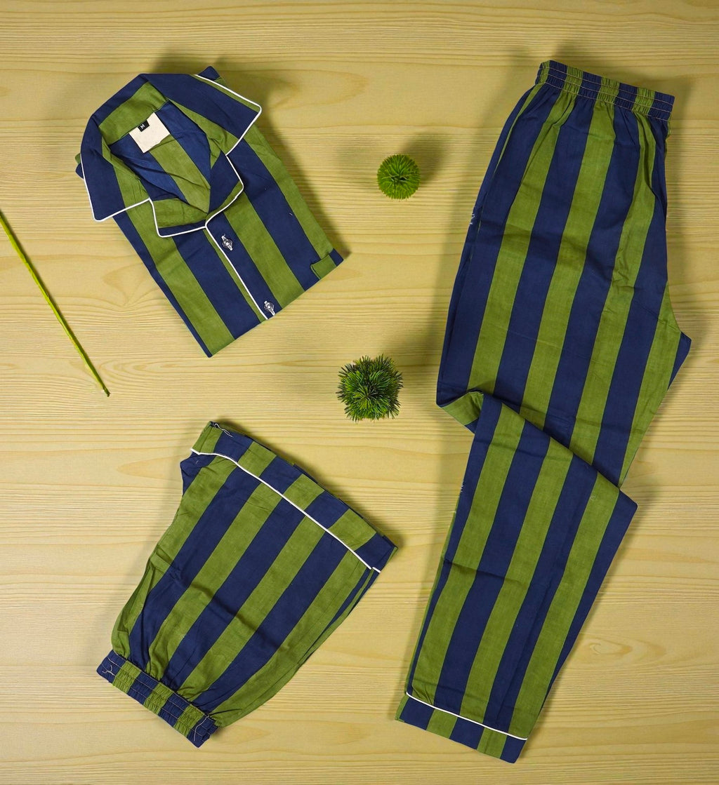 Pure Cotton Pajama Set for Women | Handmade Block Print | Sleep & Lounge 4 Pcs Set