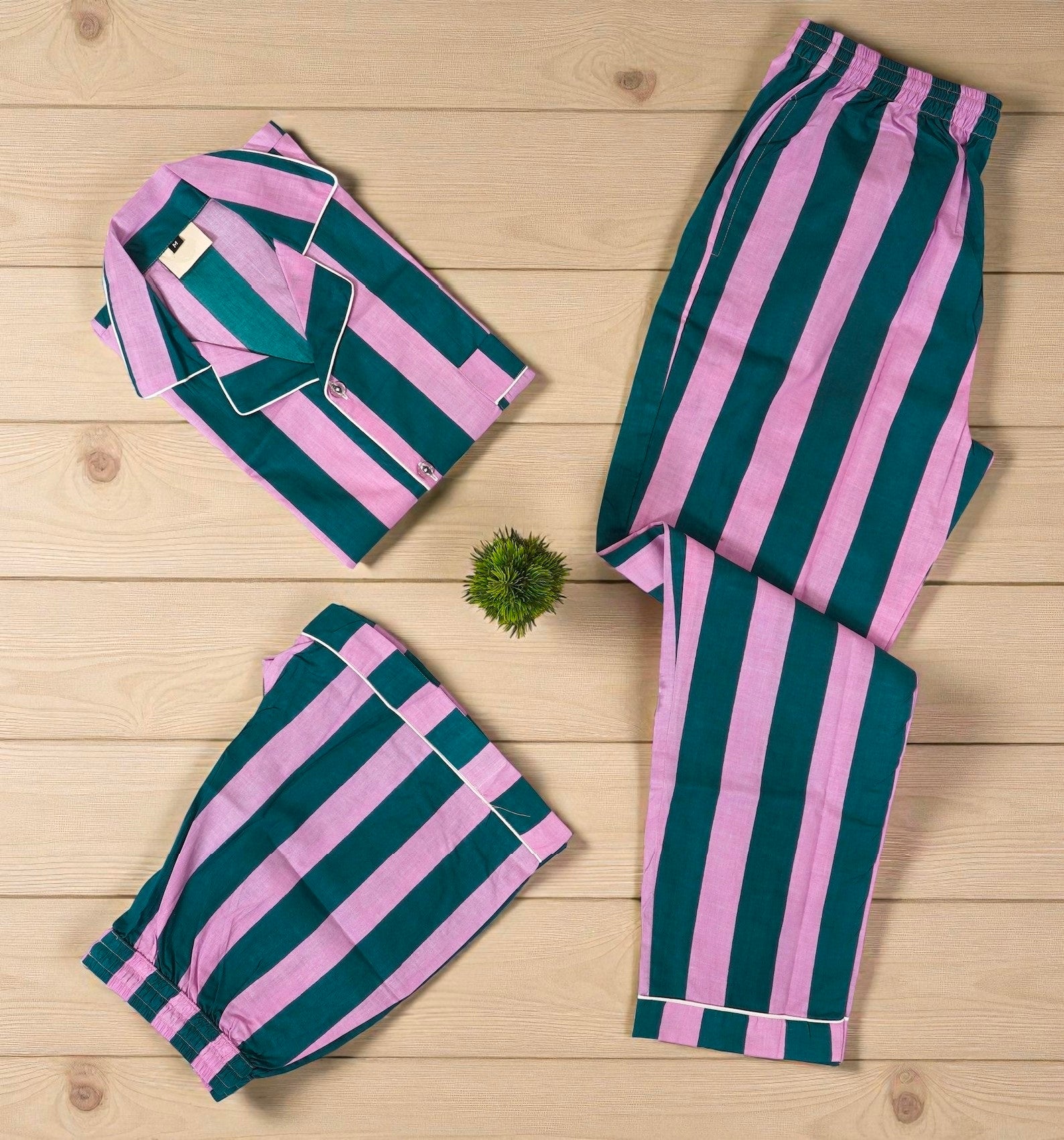 Women Floral Cotton Pajama Set | Hand Printed Sleepwear | Boho Night Suit 4 Pcs Set