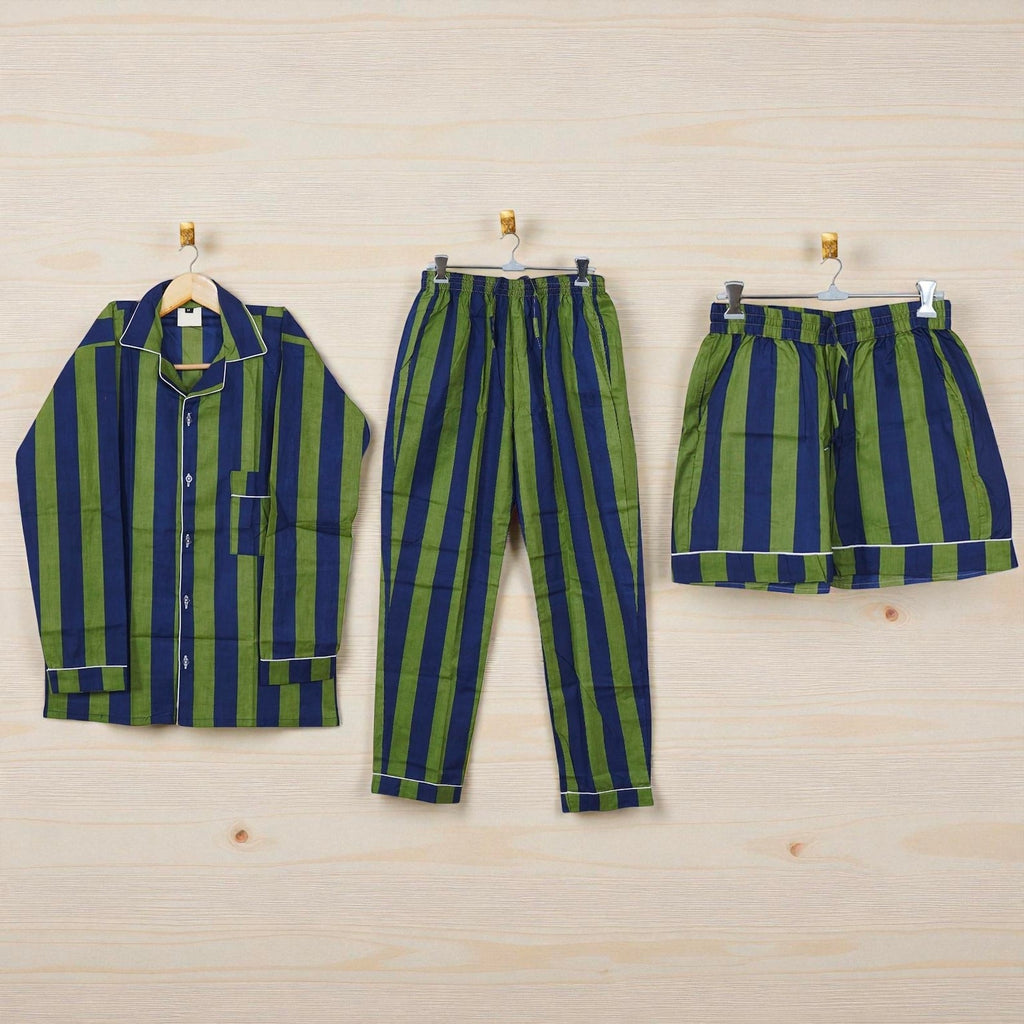 Pure Cotton Pajama Set for Women | Handmade Block Print | Sleep & Lounge 4 Pcs Set