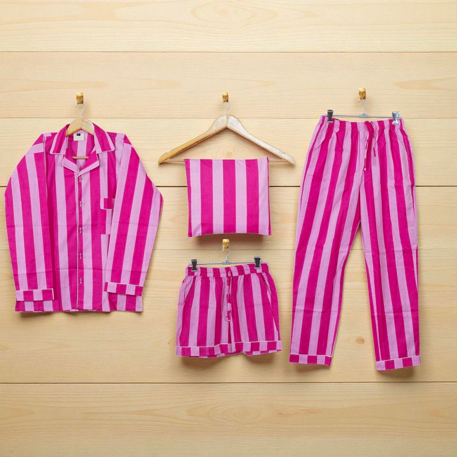 Cotton Printed Pajama Set | Handcrafted Women Sleep Set | Summer Nightwear 4 Pcs Set