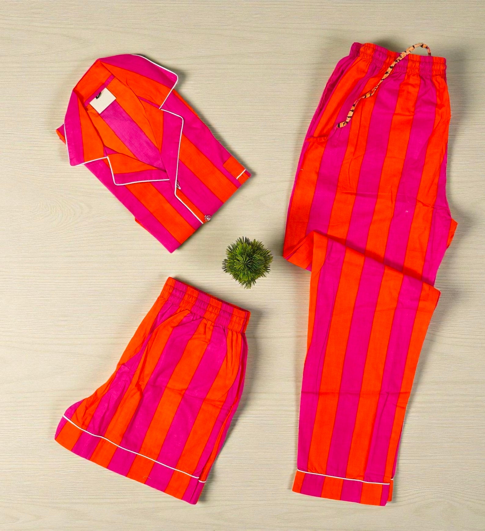 Hand Printed Cotton Sleep Set | Lightweight Pajama Set for Women | Relax Fit 4 Pcs Set