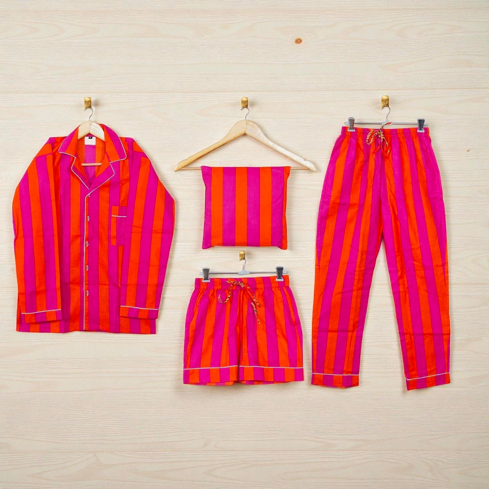 Hand Printed Cotton Sleep Set | Lightweight Pajama Set for Women | Relax Fit 4 Pcs Set