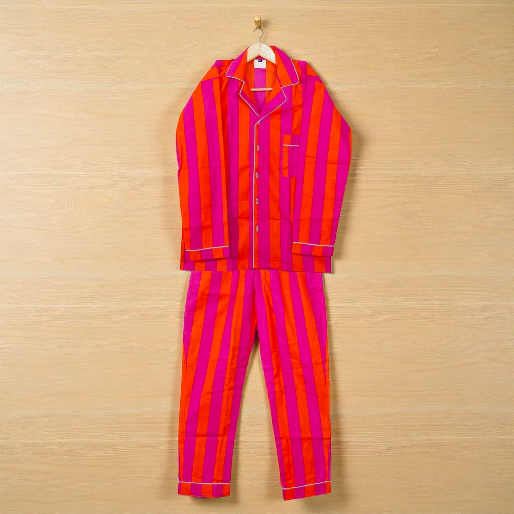 Hand Printed Cotton Sleep Set | Lightweight Pajama Set for Women | Relax Fit 4 Pcs Set