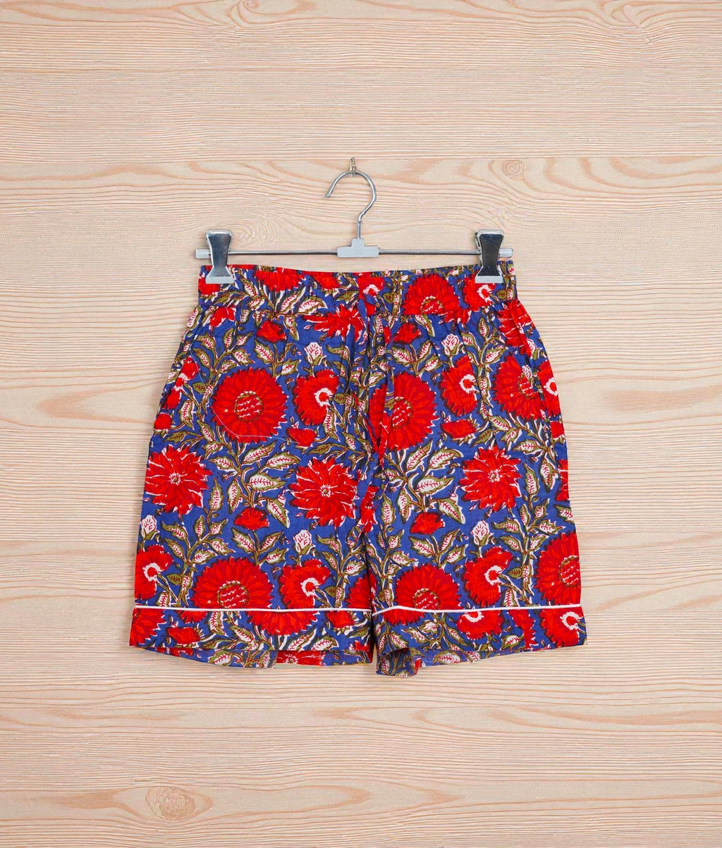 Handcrafted Cotton Pajama Set for Women | Boho Print Sleepwear | Summer Wear 4 Pcs Set