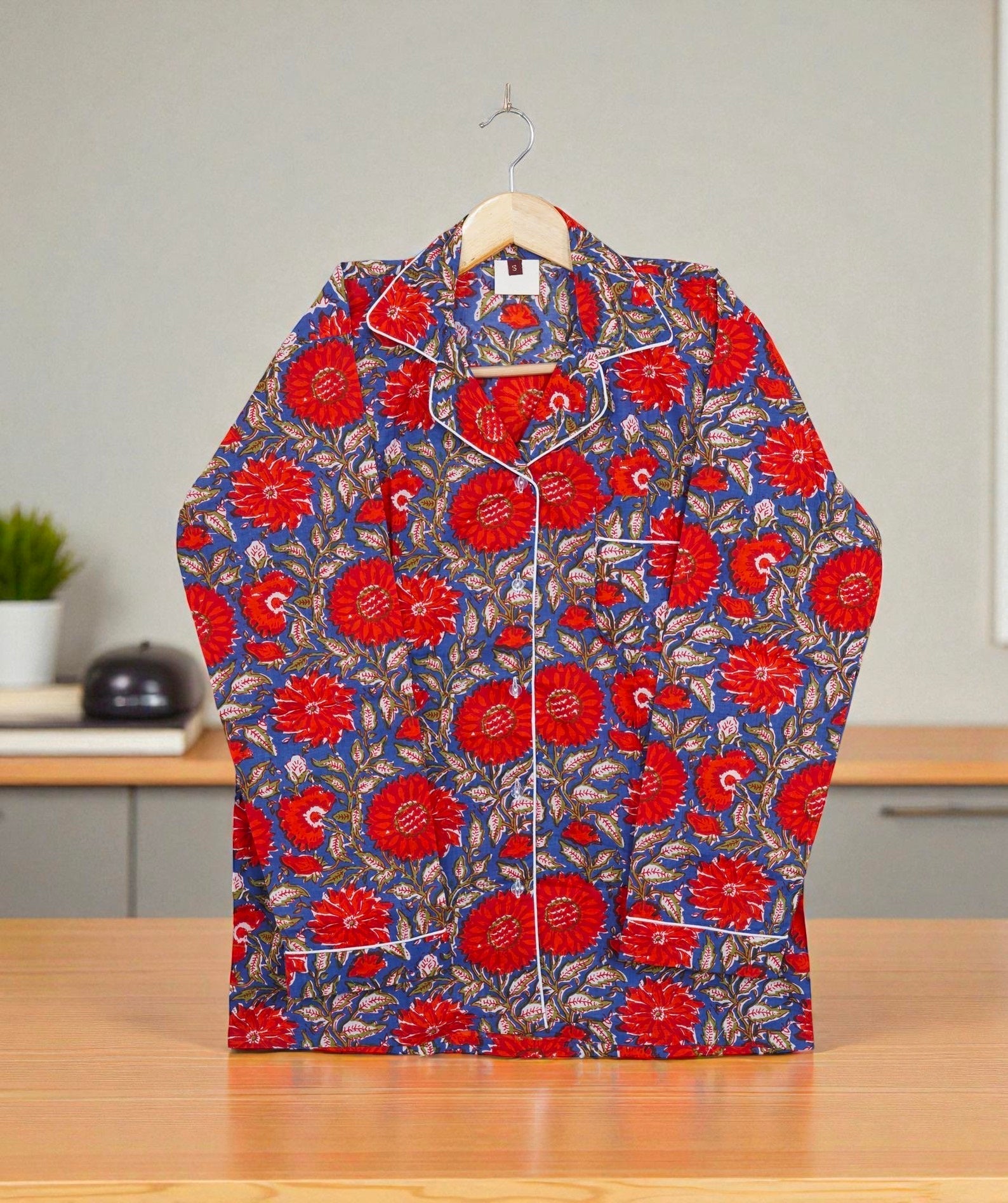 Handcrafted Cotton Pajama Set for Women | Boho Print Sleepwear | Summer Wear 4 Pcs Set