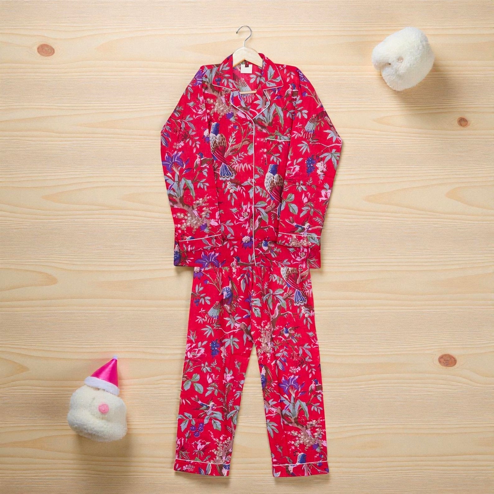 Organic Cotton Hand Printed Pajama Set | Women’s Loungewear | Sustainable Gift 4 Pcs Set
