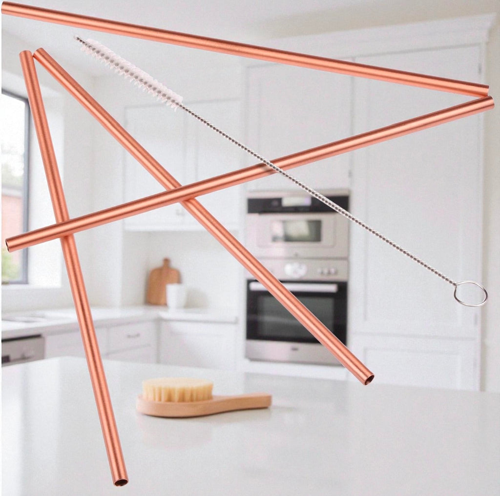 Handcrafted Pure Copper Straw Set | Sustainable & Reusable Drinkware Gift