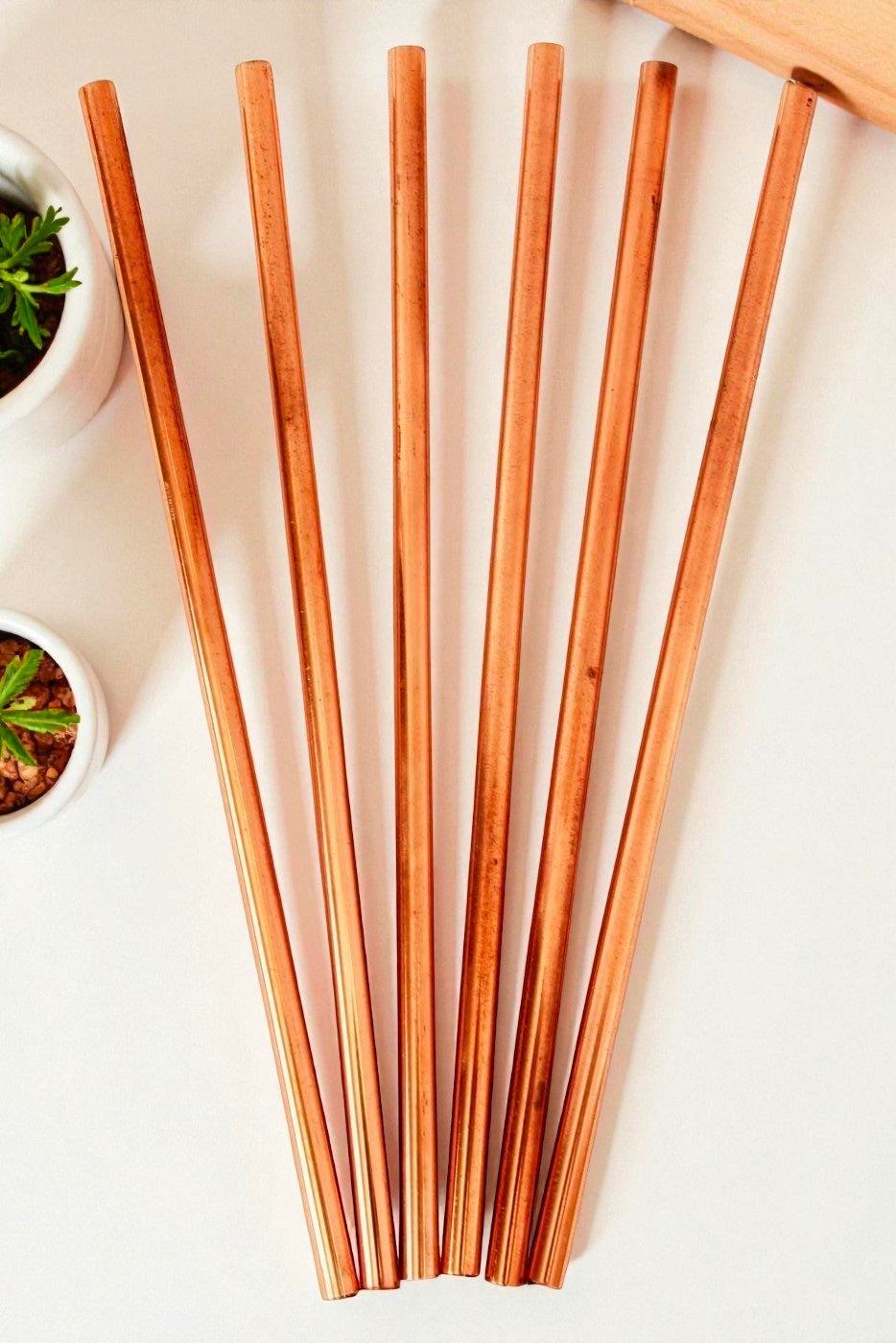Handcrafted Pure Copper Straw Set | Sustainable & Reusable Drinkware Gift