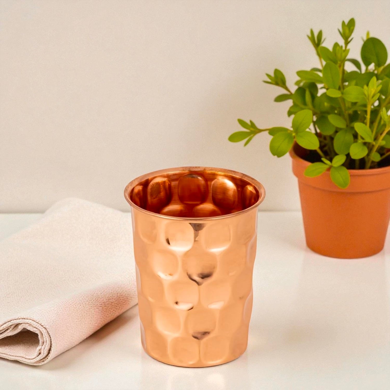 Pure Copper Water Glass | Handmade Ayurvedic Drinking Tumbler Pack Of 1 Pc