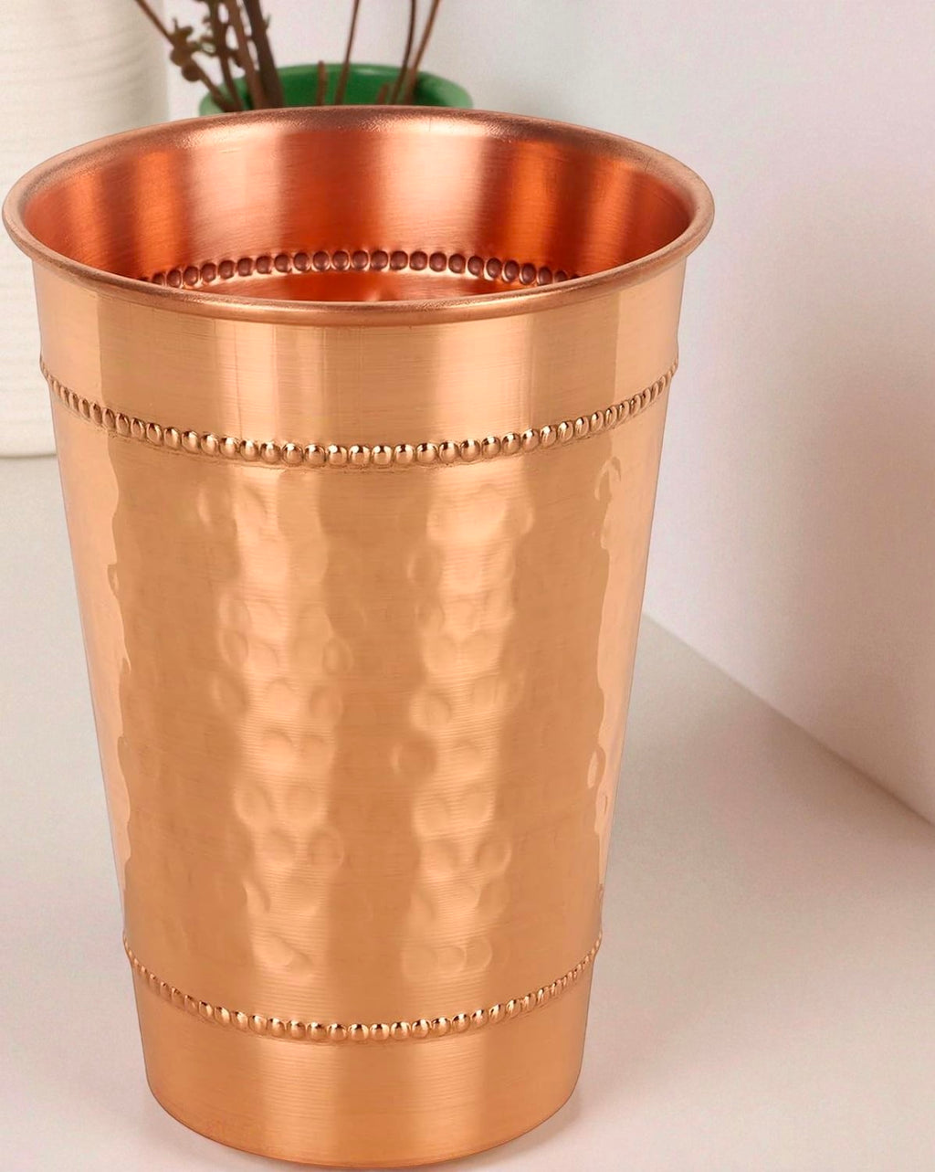 Hammered Copper Water Glass Set | Traditional Indian Drinkware Pack Of 1 Pc