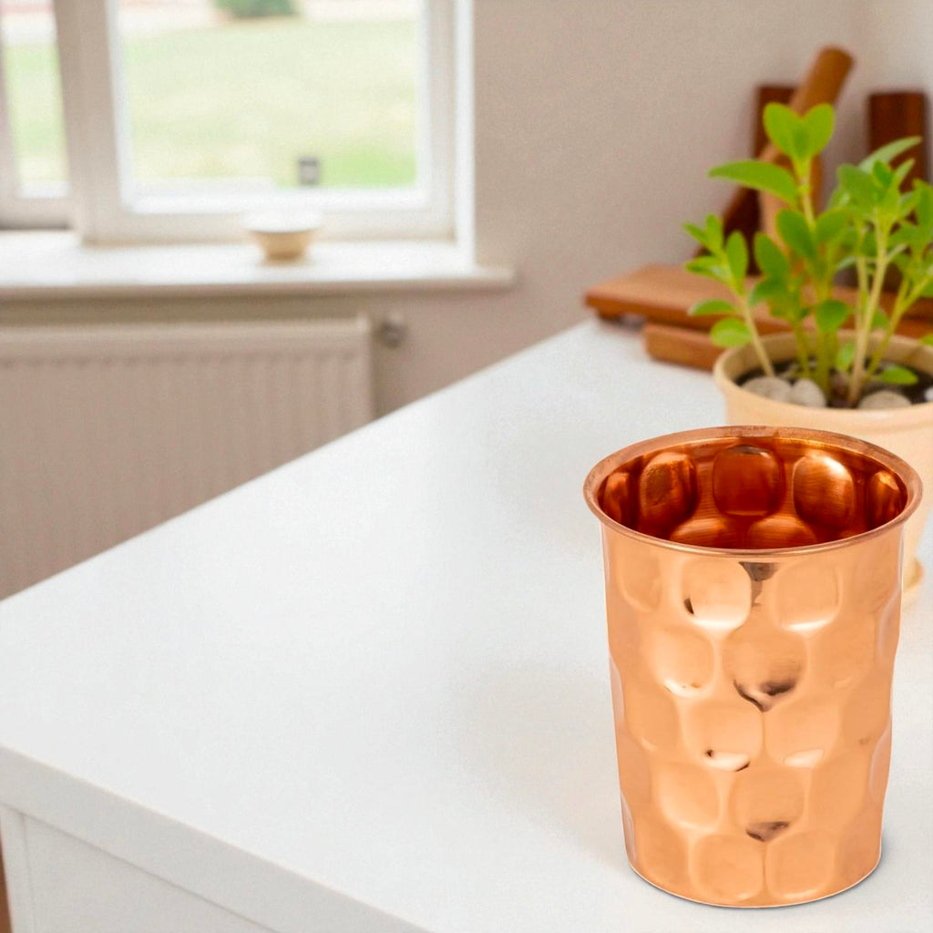 Pure Copper Water Glass | Handmade Ayurvedic Drinking Tumbler Pack Of 1 Pc