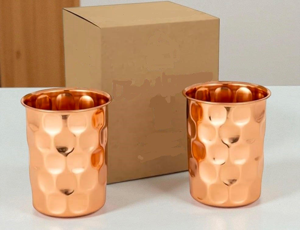 Pure Copper Water Glass | Handmade Ayurvedic Drinking Tumbler Pack Of 1 Pc